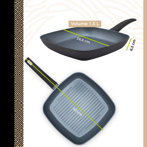 BE | LIVING Delight Series Grillpfanne Ø 28 cm – Schwarz