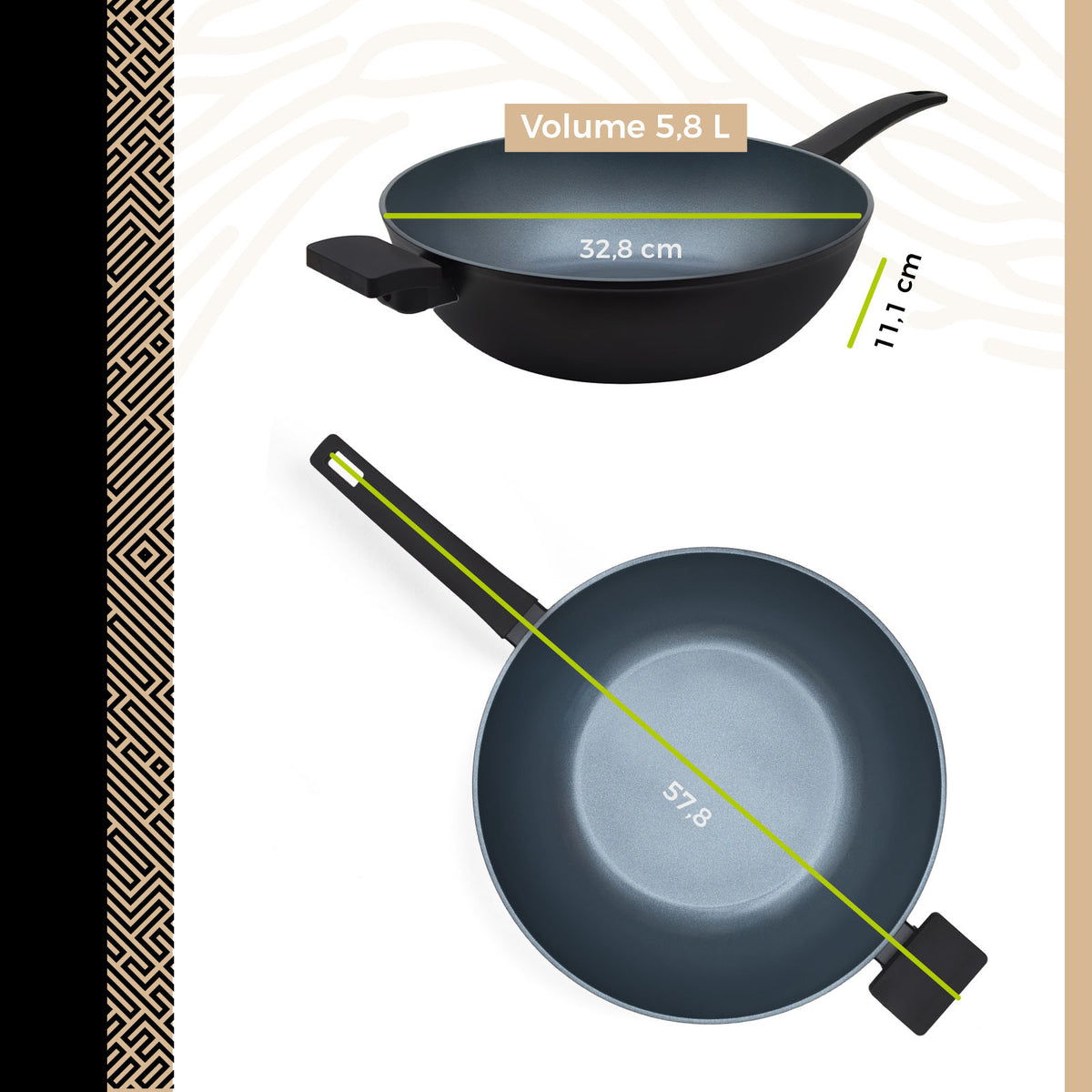 BE Living Delight Series 6-L-Wok – Ø 32 cm – Schwarz