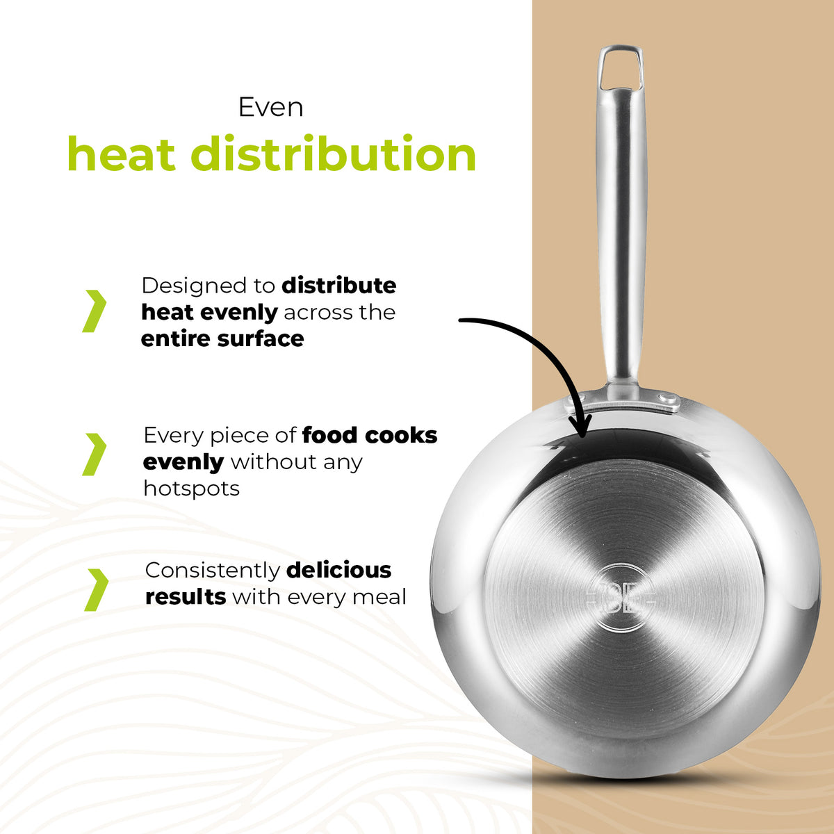 BE Living Essential Series Schwarzes Edelstahl-Bratpfannenset (3-teilig) + Wok (4 L) mit Deckel (28 cm)