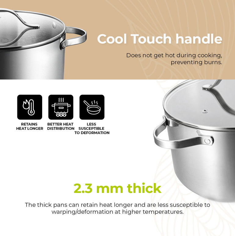 BE | LIVING Série  Essential : Marmite 26 cm (Triple couche en acier inoxydable)