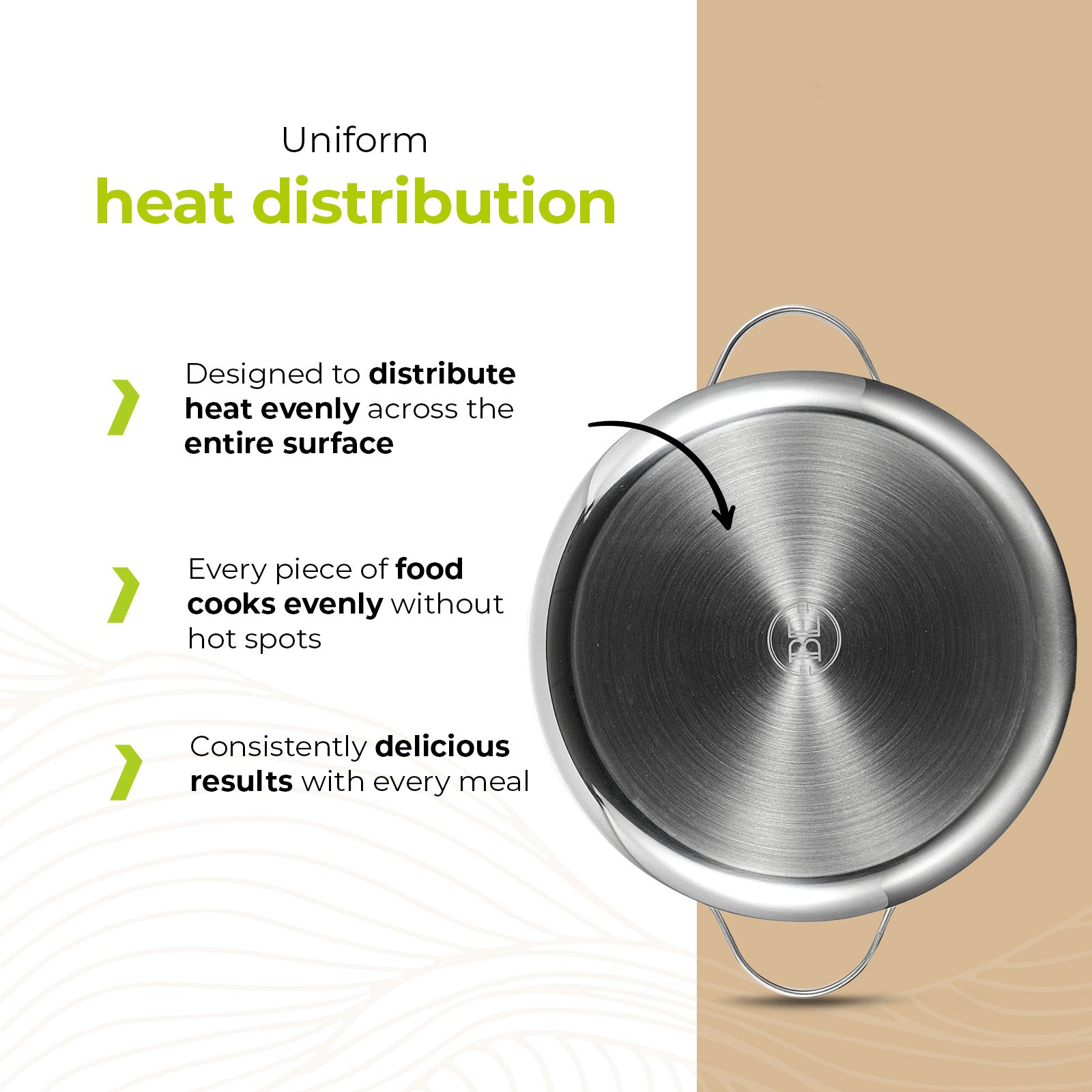 BE | LIVING Série  Essential : Marmite 26 cm (Triple couche en acier inoxydable)