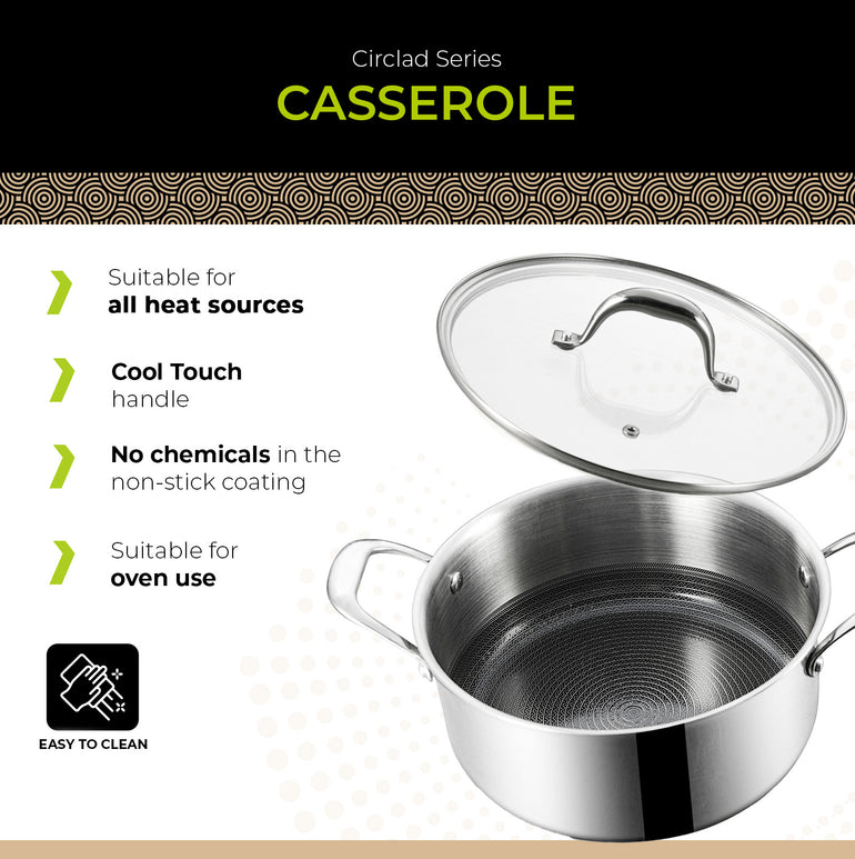 Cacerola con tapa series BE | LIVING Circlad de 5 cuartos de galón/8,5"/24 cm