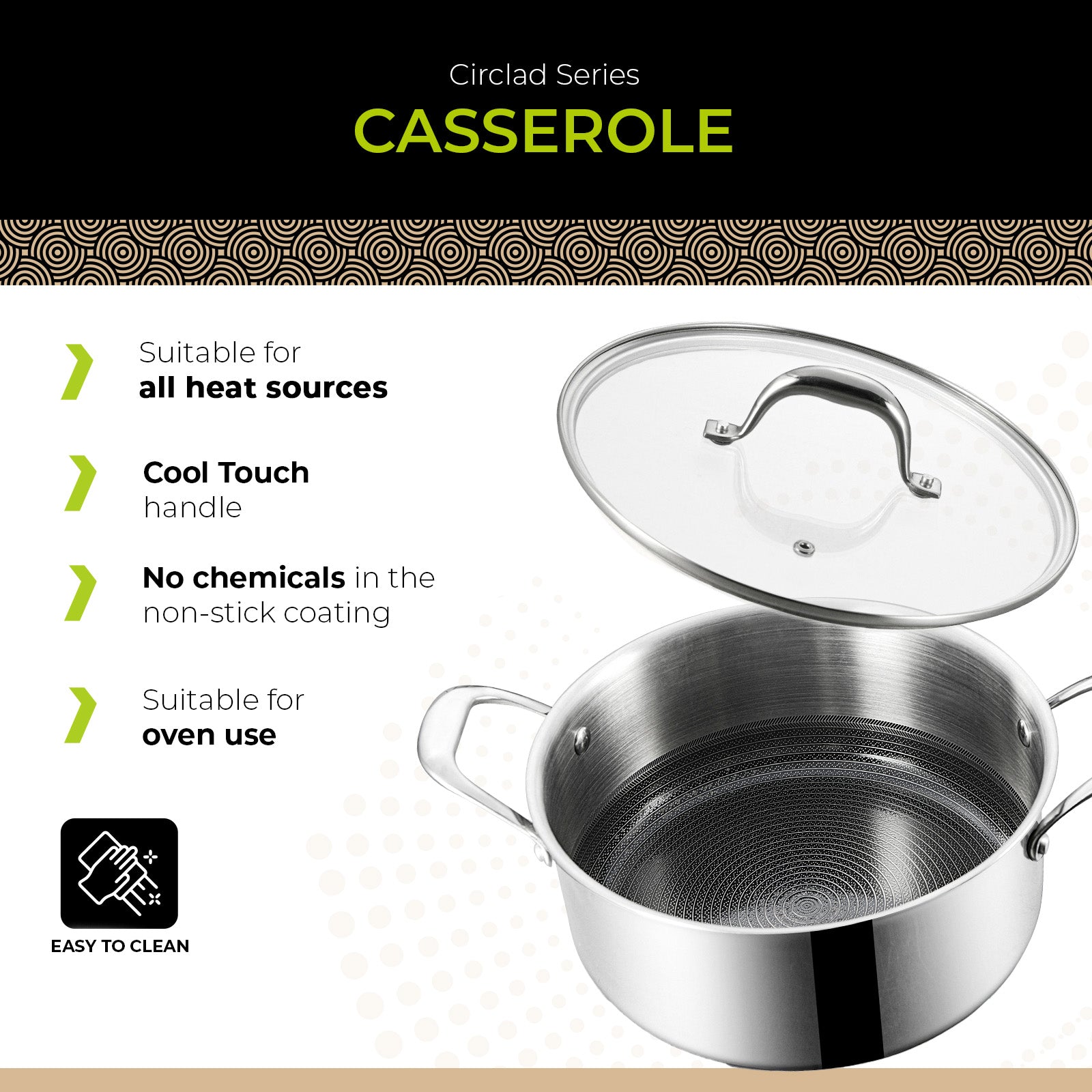 Cacerola con tapa series BE | LIVING Circlad de 5 cuartos de galón/8,5"/24 cm