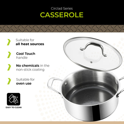 Cacerola con tapa series BE | LIVING Circlad de 5 cuartos de galón/8,5"/24 cm