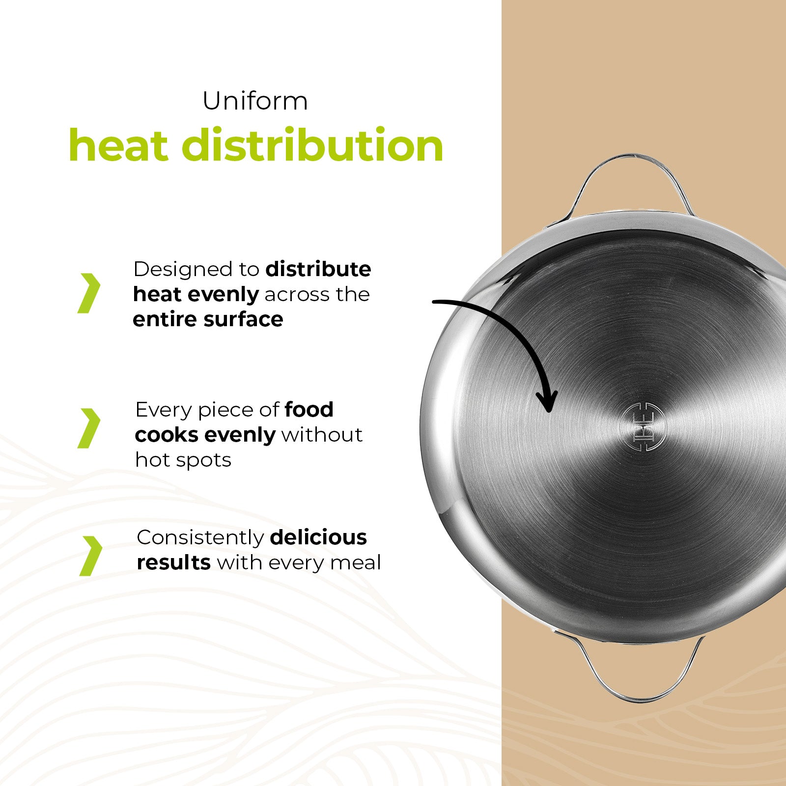 Sartén de acero inoxidable negra BE Living Essential Series con tapa, Ø 32 cm