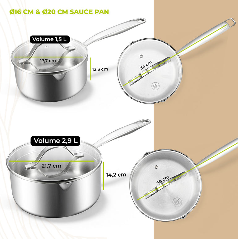 Juego de utensilios de cocina BE | LIVING Essential Series de 12 piezas (triple acero inoxidable)