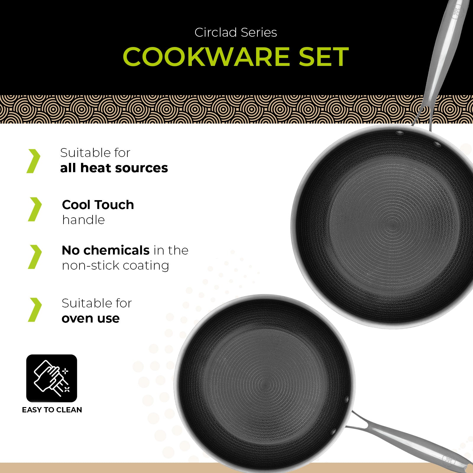 BE | LIVING Circlad Series - Set da 2 Padelle 26 cm + 30 cm