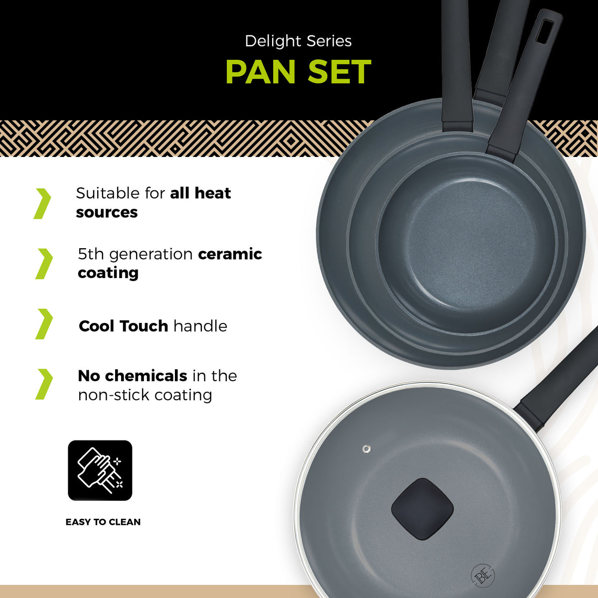 ecomposer-3pcs Frying Pan Set
