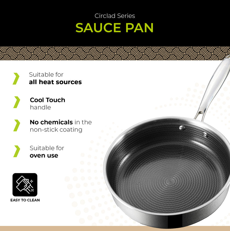 BE | LIVING Circlad Series Sauteuse avec couvercle 3 pintes / 8.5" / 24 cm