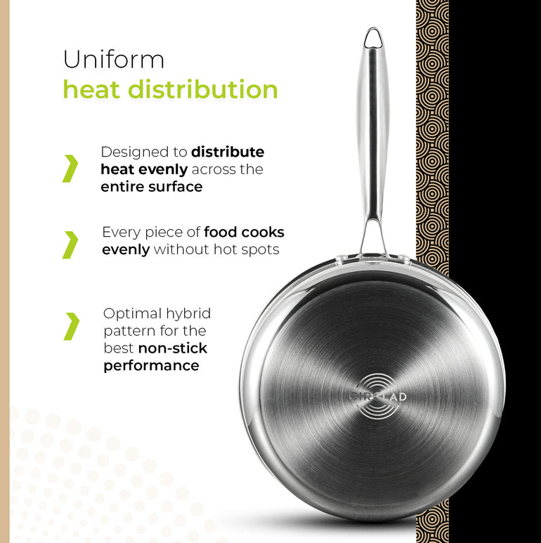 BE | LIVING Circlad Series Sauteuse avec couvercle 3 pintes / 8.5" / 24 cm