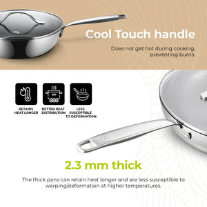  Wok BE | LIVING Essential Series en acier inoxydable noir avec couvercle Ø 28 cm