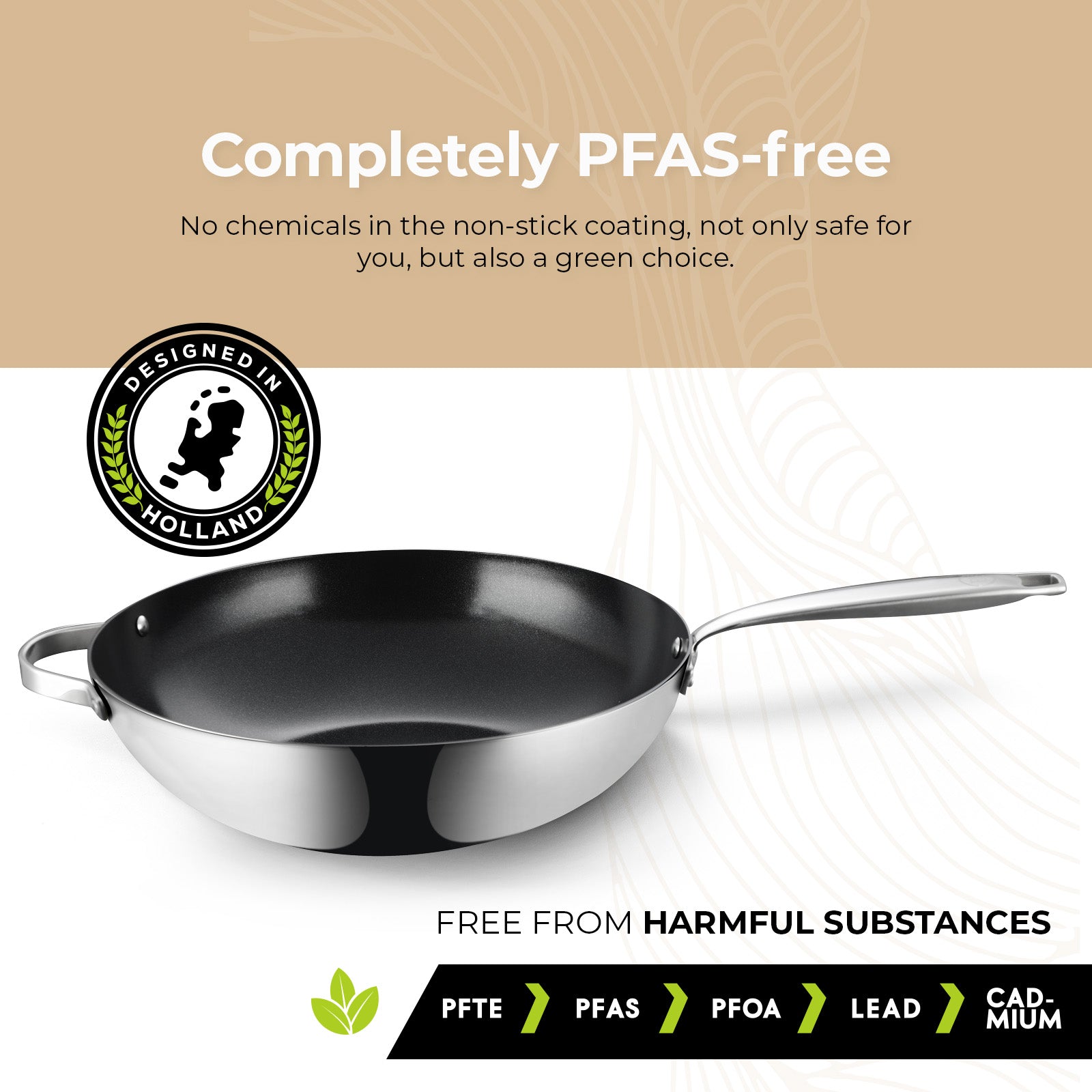 Wok de acero inoxidable negro BE | LIVING Essential Series de 32 cm de diámetro
