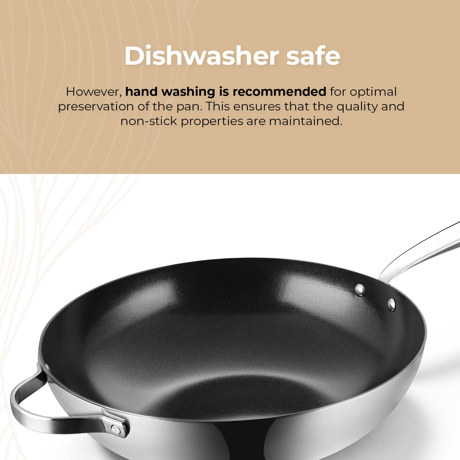 Wok de acero inoxidable negro BE | LIVING Essential Series de 32 cm de diámetro