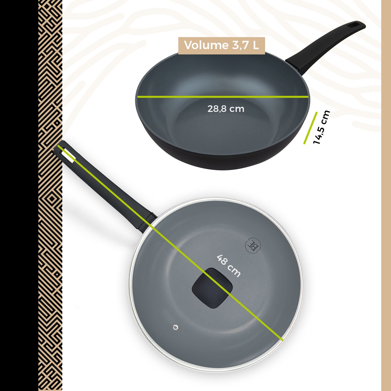 BE | LIVING Delight Series Wok mit Deckel Ø 28 cm